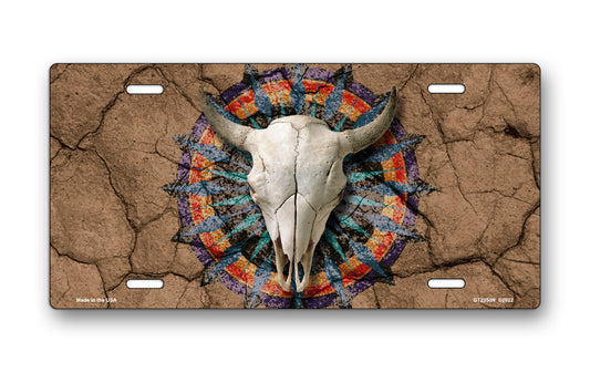 Bull Skull on Cracked Earth License Plate
