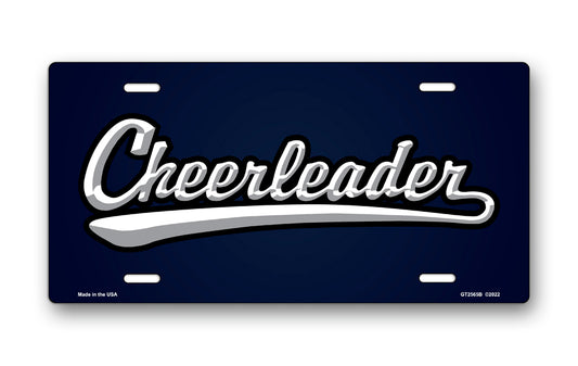 Cheerleader on Blue License Plate