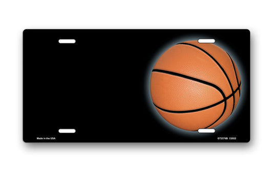 Basketball on Black Offset License Plate