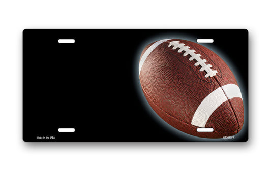 Football on Black Offset License Plate