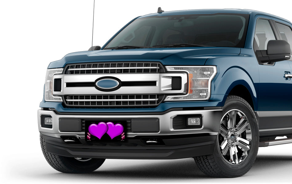 Purple Hearts and Ribbons on Black License Plate