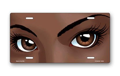 Brown Eyes Dark Skin License Plate