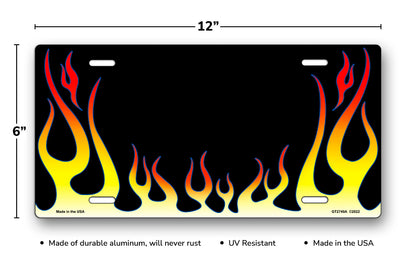 Red and Yellow Classic Flames License Plate