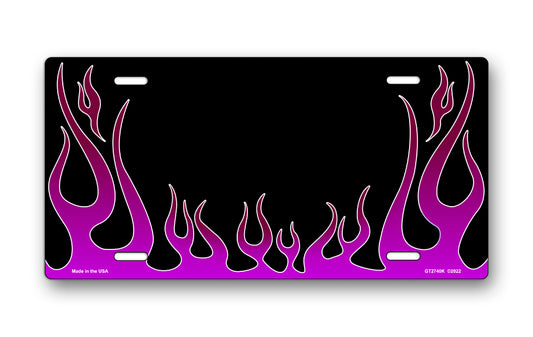 Purple Classic Flames License Plate