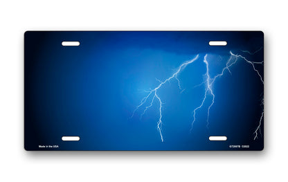 Lightning on Blue License Plate