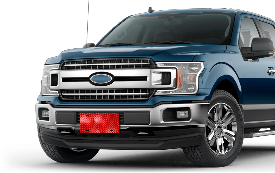 Red Simulated Diamond Plate License Plate