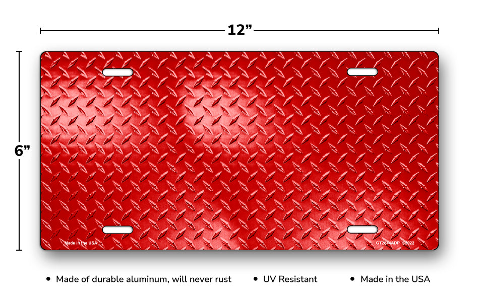 Red Simulated Diamond Plate License Plate