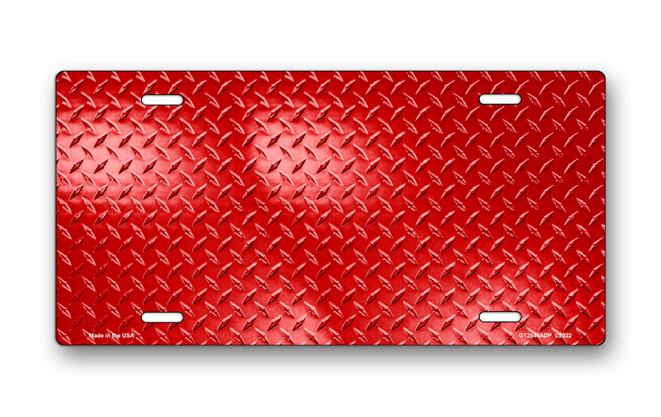 Red Simulated Diamond Plate License Plate
