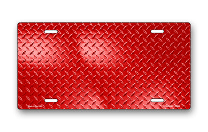 Red Simulated Diamond Plate License Plate
