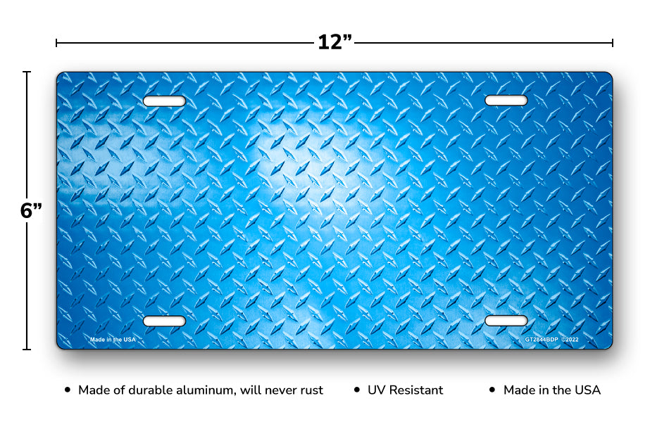 Blue Simulated Diamond Plate License Plate