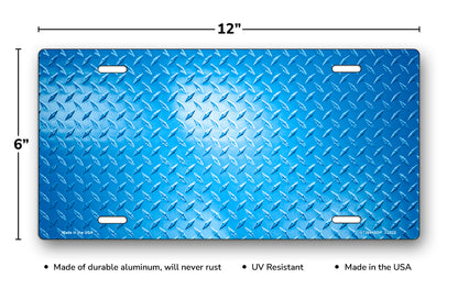 Blue Diamond Plate License Plate