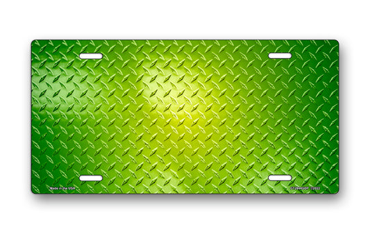 Green Simulated Diamond Plate License Plate