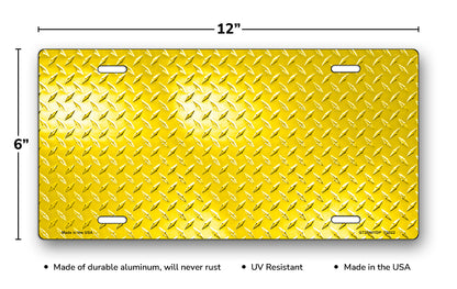 Yellow Diamond Plate License Plate