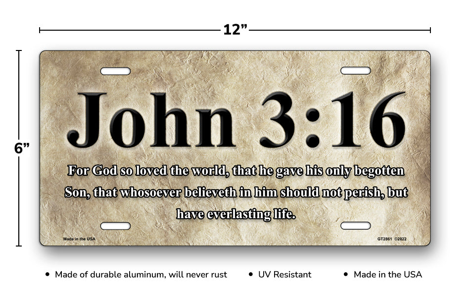 John 3:16 Scripture on Parchment License Plate – Salty Bones