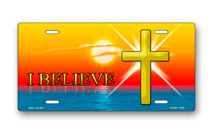 I Believe Cross on Full Color License Plate