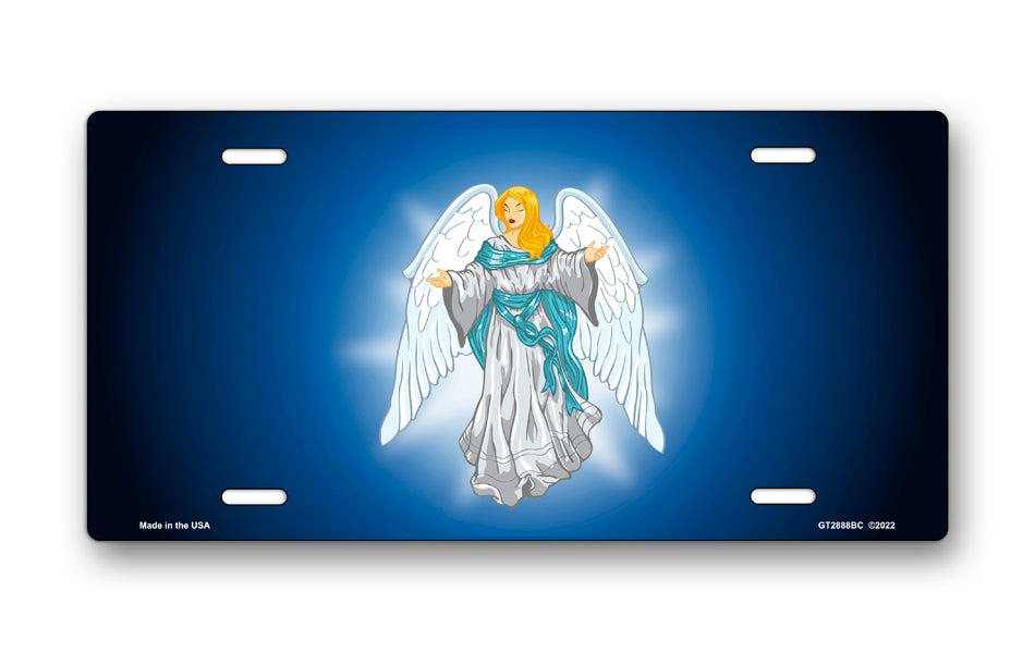 Light Skin Angel on Blue License Plate