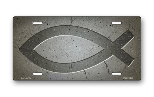 Ichthus on Gray License Plate