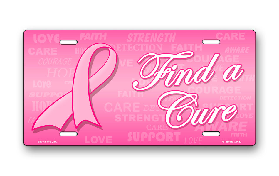 Find A Cure Pink Ribbon License Plate