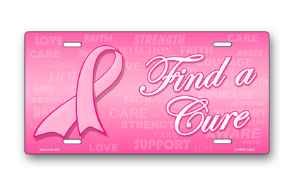 Find A Cure Pink Ribbon License Plate