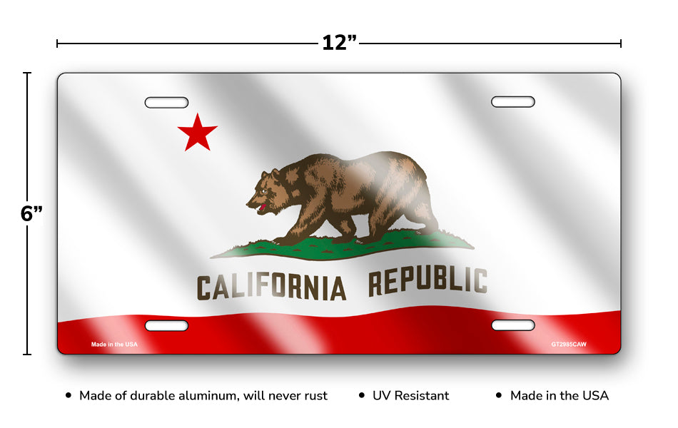 Wavy California State Flag License Plate