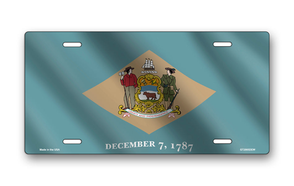 Wavy Delaware State Flag License Plate