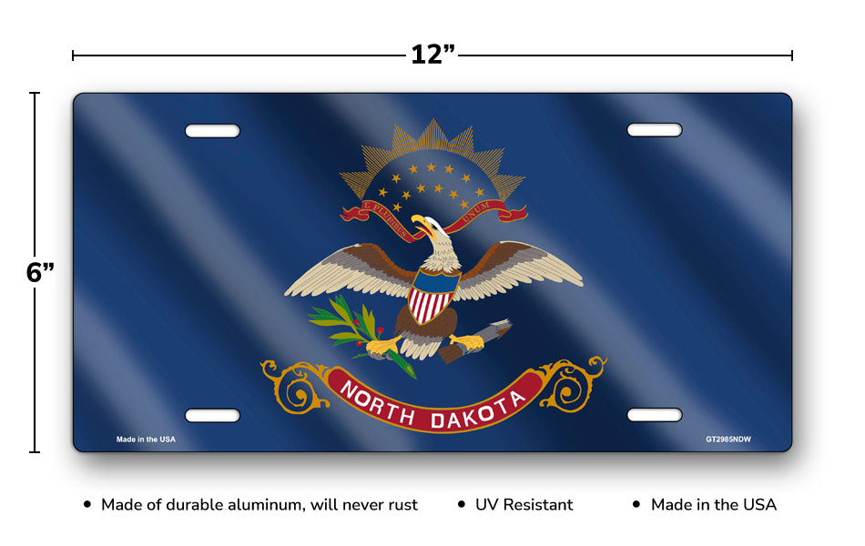 Wavy North Dakota State Flag License Plate