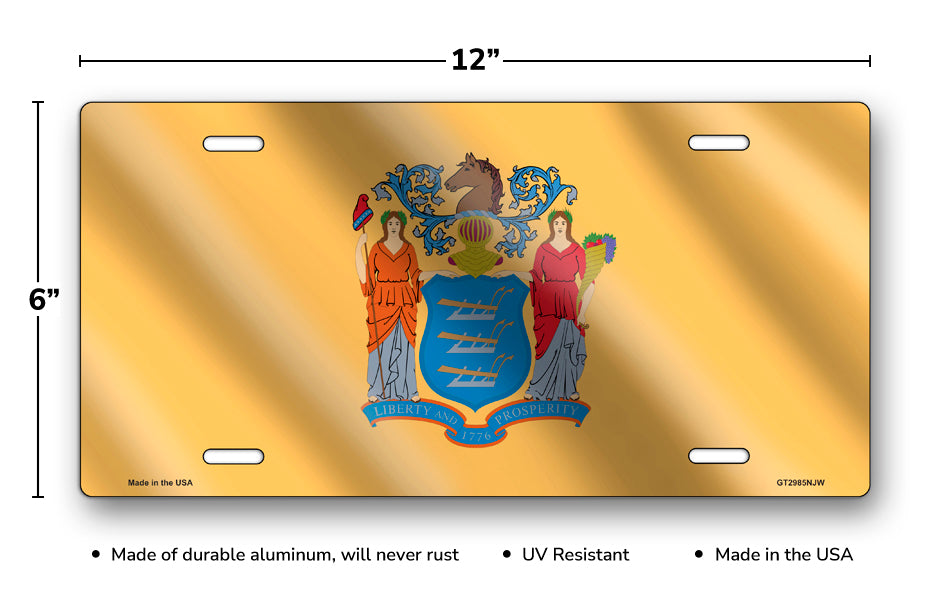Wavy New Jersey State Flag License Plate
