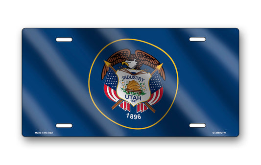 Wavy Utah State Flag License Plate