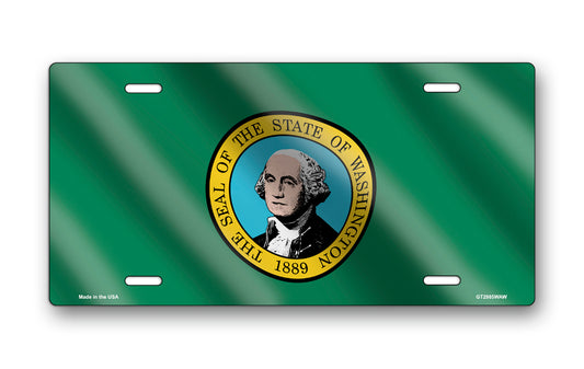 Wavy Washington State Flag License Plate