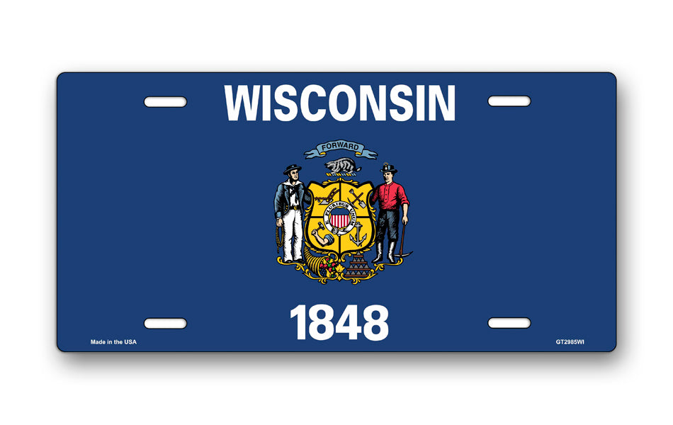 Wisconsin State Flag License Plate – Salty Bones