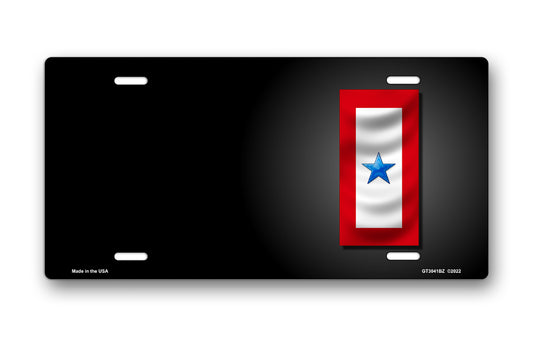Blue Star Flag on Black Offset License Plate