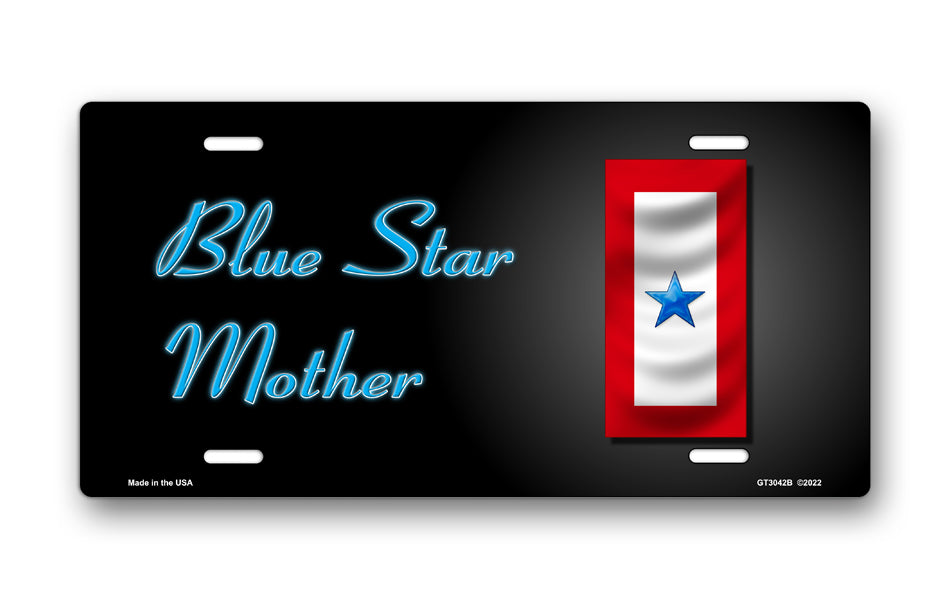 Blue Star Mother Blue Star Flag on Black License Plate