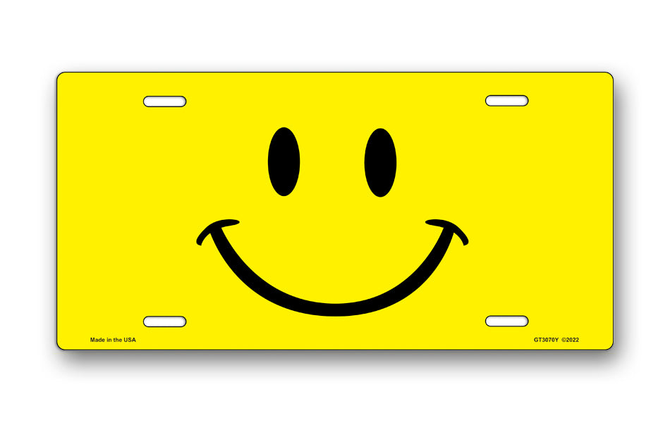 Smiley on Yellow License Plate