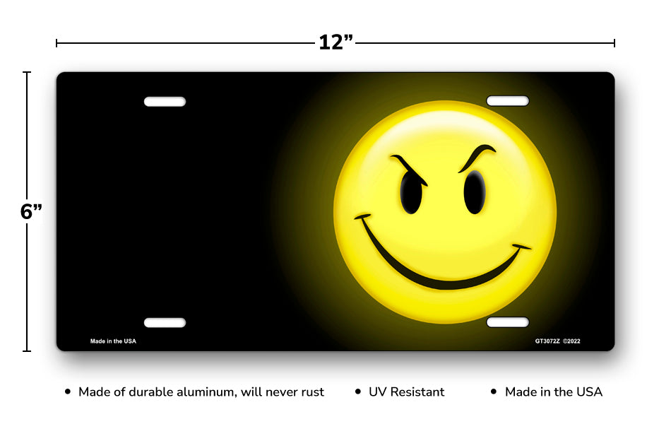 Smirk on Black Offset License Plate