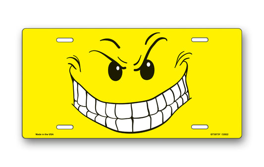 Grimace on Yellow License Plate