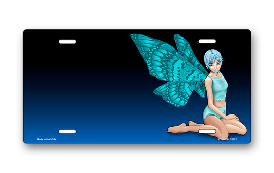 Blue Fairy Offset License Plate