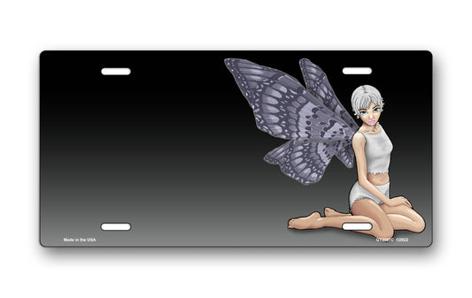 Gray Fairy Offset License Plate