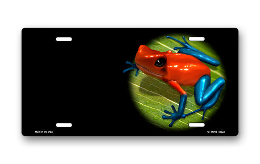 Dart Frog on Black Offset License Plate
