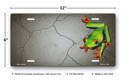 Tree Frog on Cracked Stone Offset License Plate