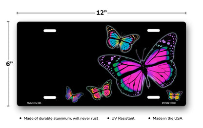 Butterflies on Black Offset License Plate