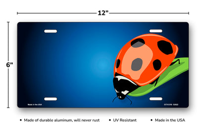 Ladybug on Blue Offset License Plate