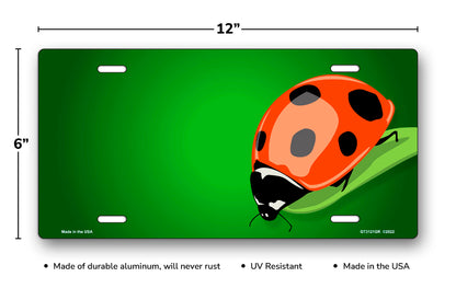 Ladybug on Green Offset License Plate