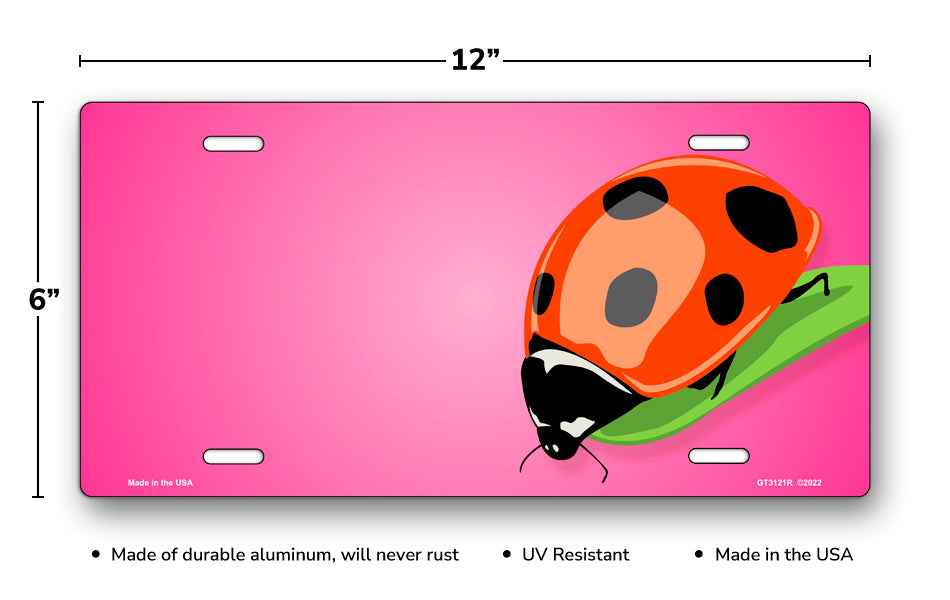 Ladybug on Pink Offset License Plate