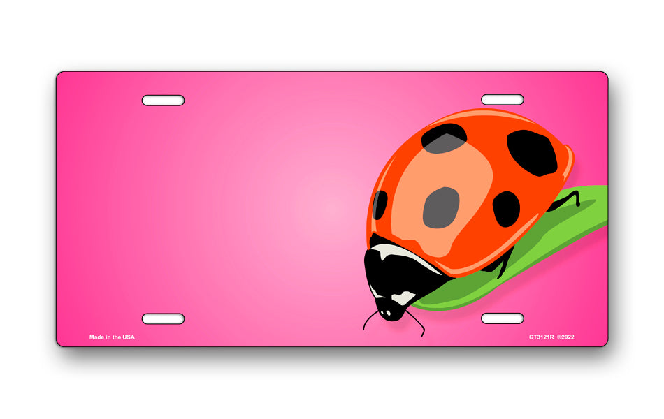 Ladybug on Pink Offset License Plate