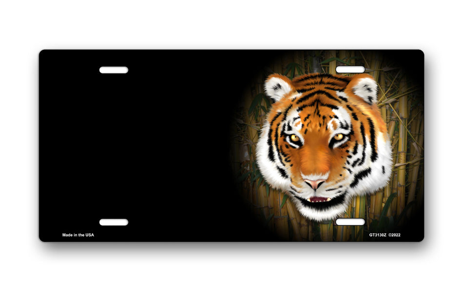 Tiger on Black Offset License Plate