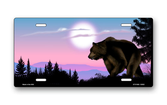 Bear on Purple Offset License Plate