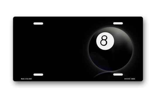 8 Ball on Black Offset License Plate