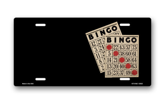 Bingo Cards on Black Offset License Plate