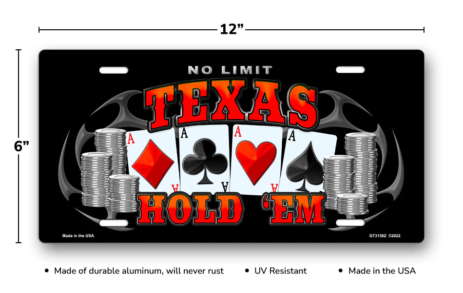 No Limit Texas Hold 'Em on Black License Plate