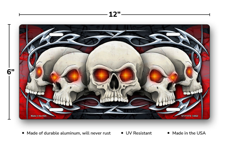 Tribal Skulls License Plate